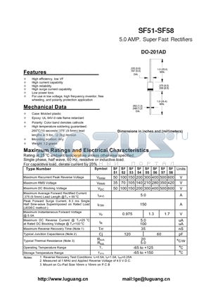 SF52 datasheet - 5.0 AMP. Super Fast Rectifiers