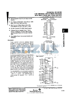 SN74HC299 datasheet - 8-BIT UNIVERSAL SHIFT/STORAGE REGISTERS WITH DIRECT CLEAR AND 3-STATE OUTPUTS