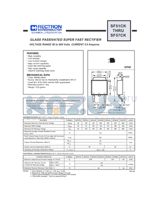 SF53CK datasheet - GLASS PASSIVATED SUPER FAST RECTIFIER VOLTAGE RANGE 50 to 600 Volts CURRENT 5.0 Amperes
