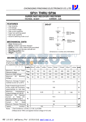 SF54 datasheet - SUPER FAST RECOVERY RECTIFIER