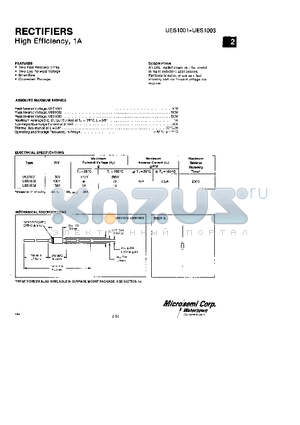 UES1001 datasheet - RECTIFIERS