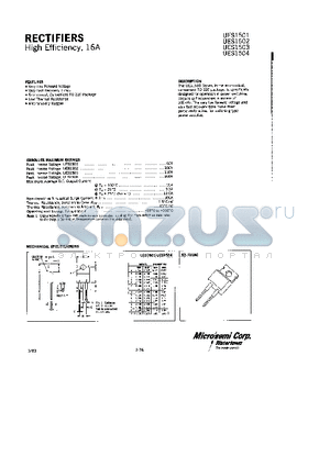 UES1501 datasheet - RECTIFIERS