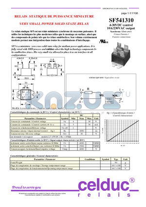 SF541310 datasheet - VERY SMALL POWER SOLID STATE RELAY