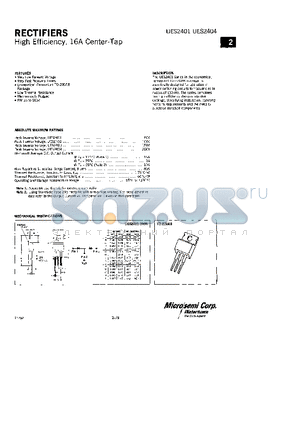 UES2401 datasheet - RECTIFIERS