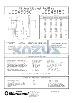 UES4505C_04 datasheet - 45 amp ultra fast rectifiers