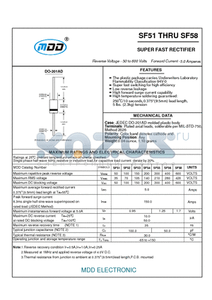 SF58 datasheet - SUPER FAST RECTIFIER