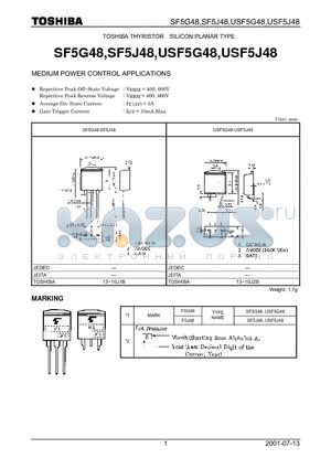 SF5J48 datasheet - TOSHIBA THYRISTOR SILICON PLANAR TYPE