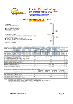 SF60-005 datasheet - 6A SUPER FAST RECOVERY RECTIFIER