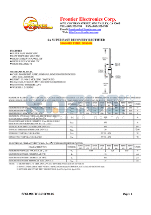 SF60-01 datasheet - 6A SUPER FAST RECOVERY RECTIFIER