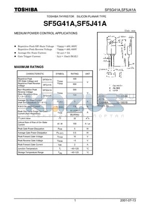 SF5G41A datasheet - TOSHIBA THYRISTOR SILICON PLANAR TYPE