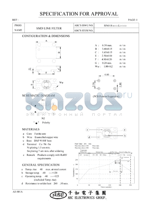 SF6018181YL datasheet - SMD LINE FILTER