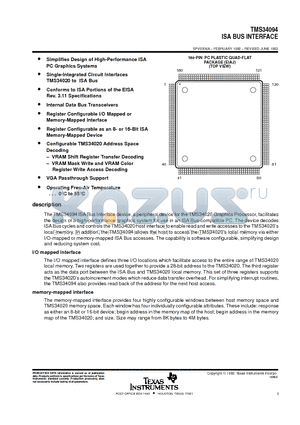 TMP34094 datasheet - ISA BUS INTERFACE