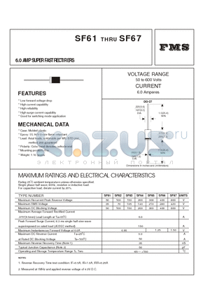 SF61 datasheet - 6.0 AMP SUPER FAST RECTIFIERS