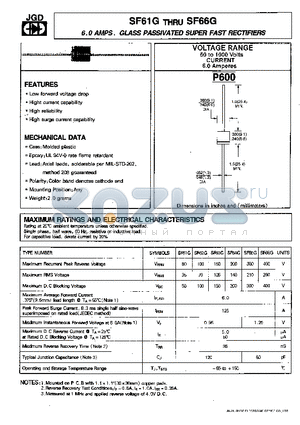 SF62G datasheet - 6.0 AMPS. GLASS PASSIVATED SUPER FAST RECTIFIERS