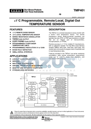 TMP401 datasheet - 1C Programmable, Remote/Local, Digital Out TEMPERATURE SENSOR