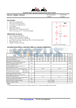 SF63G datasheet - SUPER FAST GLASS PASSIVATED RECTIFIER