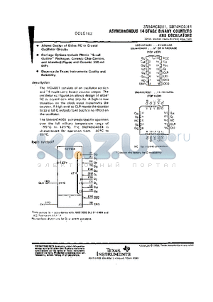 SN74HC4061 datasheet - ASYNCHRONOUS 14-STAGE BINARY COUNTERS AND OSCILLATORS