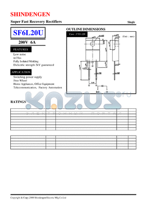 SF6L20U datasheet - Super Fast Recovery Rectifiers(200V 6A)