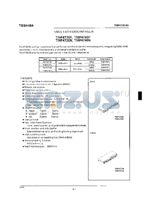 TMP4720N datasheet - NMOS 4-BIT MICROCONTROLLER