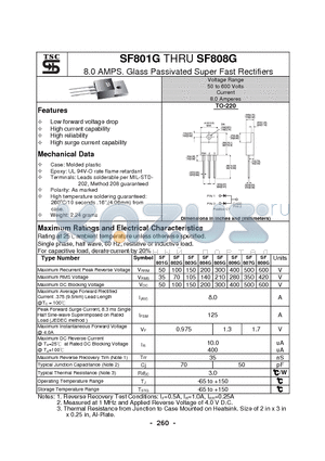 SF804G datasheet - 8.0 AMPS. Glass Passivated Super Fast Rectifiers