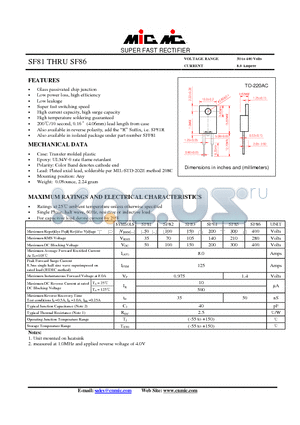 SF82 datasheet - SUPER FAST RECTIFIER