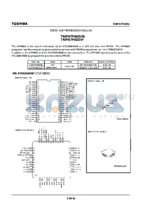 TMP47P400VF datasheet - CMOS 4 BIT MICROCONTROLLER