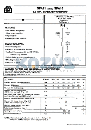 SFA12 datasheet - 1.0 AMPS. SUPER FAST RECTIFIERS