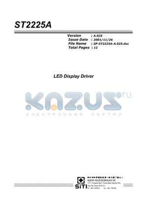 ST2225A datasheet - LED DISPLAY DRIVER