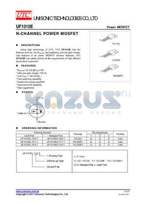 UF1010EG-TA3-T datasheet - N-CHANNEL POWER MOSFET