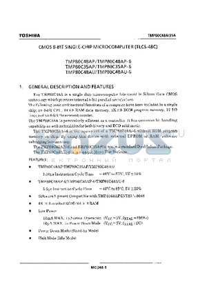 TMP80C48AU datasheet - CMOS 8-BIT SINGLE-CHIP MICROCOMPUTER (TLCS-48C)