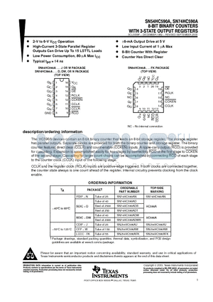 SN74HC590AD datasheet - 8-BIT BINARY COUNTERS WITH 3-STATE OUTPUT REGISTERS