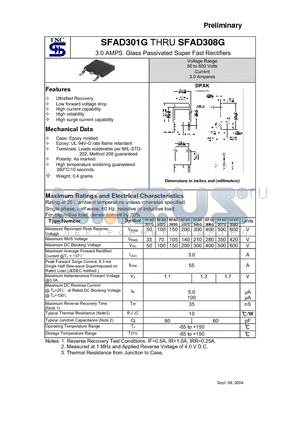 SFAD301G datasheet - 3.0 AMPS. Glass Passivated Super Fast Rectifiers