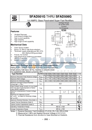 SFAD505G datasheet - 5.0 AMPS. Glass Passivated Super Fast Rectifiers