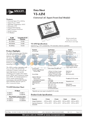 VI-LAIM-C1 datasheet - VI-AIM (Universal AC Input Front End Module)