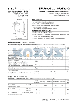 SFAF506G datasheet - Plastic Ultra-Fast Recover Rectifier Reverse Voltage 100 to 600 V Forward Current 5.0 A