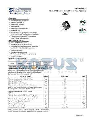 SFAS1008G datasheet - 10 AMPS Surface Mount Super Fast Rectifiers