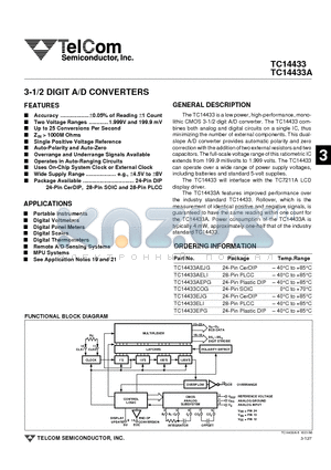 TC14433A datasheet - 3-1/2 DIGIT A/D CONVERTERS