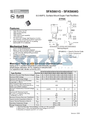 SFAS806G datasheet - 8.0 AMPS. Surface Mount Super Fast Rectifiers