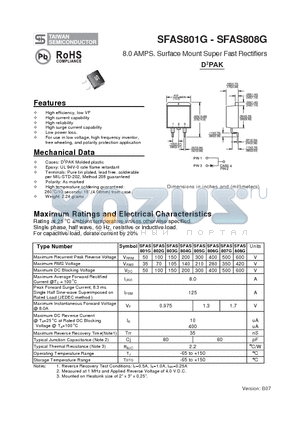 SFAS805G datasheet - 8.0 AMPS. Surface Mount Super Fast Rectifiers