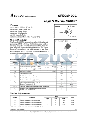SFB95N03L datasheet - Logic N-Channel MOSFET