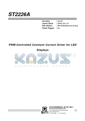 ST2226A datasheet - PWM-Controlled Constant Current Driver for LED Displays