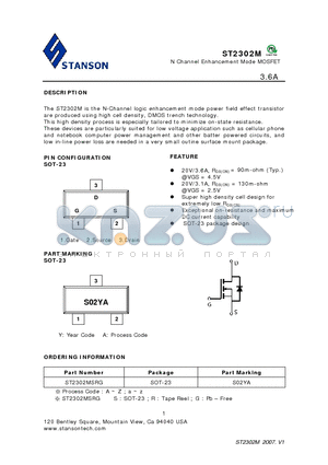 ST2302MSRG datasheet - N Channel Enhancement Mode MOSFET