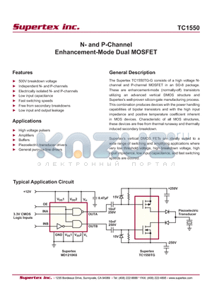 TC1550TG-G datasheet - N- and P-Channel Enhancement-Mode Dual MOSFET
