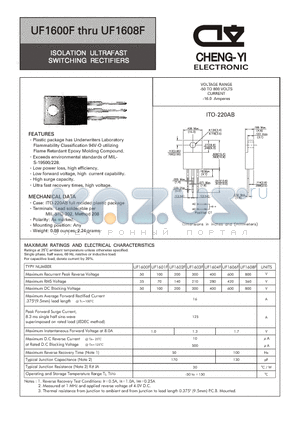 UF1604F datasheet - ISOLATION ULTRAFAST SWITCHING RECTIFIERS