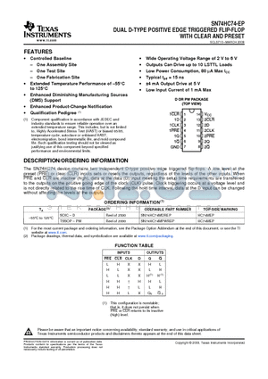 SN74HC74MPWREP datasheet - DUAL D-TYPE POSITIVE EDGE TRIGGERED FLIP-FLOP WITH CLEAR AND PRESET