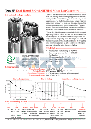 SFC37S20-10K303E-F datasheet - Dual, Round & Oval, Oil-Filled Motor Run Capacitors