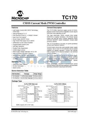 TC170 datasheet - CMOS Current Mode PWM Controller