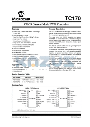 TC170CPE datasheet - CMOS Current Mode PWM Controller