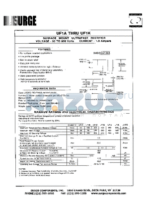 UF1A datasheet - SURFACE MOUNT ULTRAFAST RECTIFIER VOLTAGE - 50 TO 800 Volts CURRENT - 1.0 Ampere