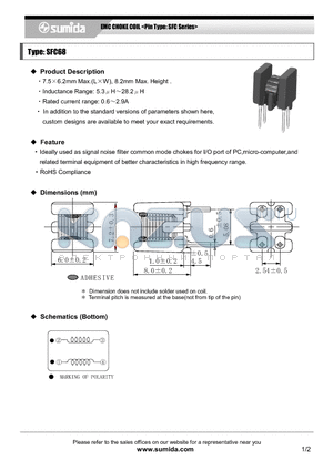 SFC68NP-PN08 datasheet - EMC CHOKE COIL <Pin Type: SFC Series>